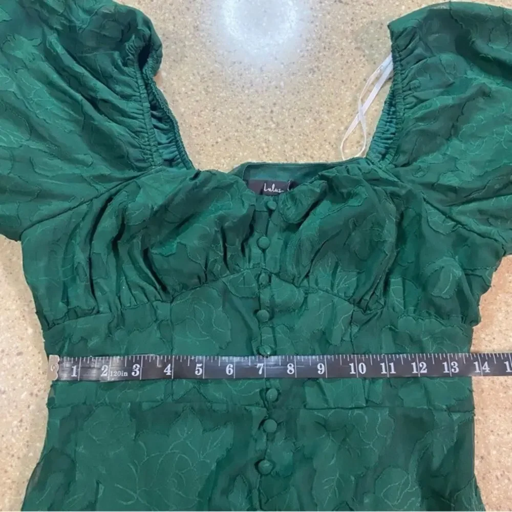 NWOT Lulus Everlasting Charm Emerald Green Floral Jacquard Midi Dress_8